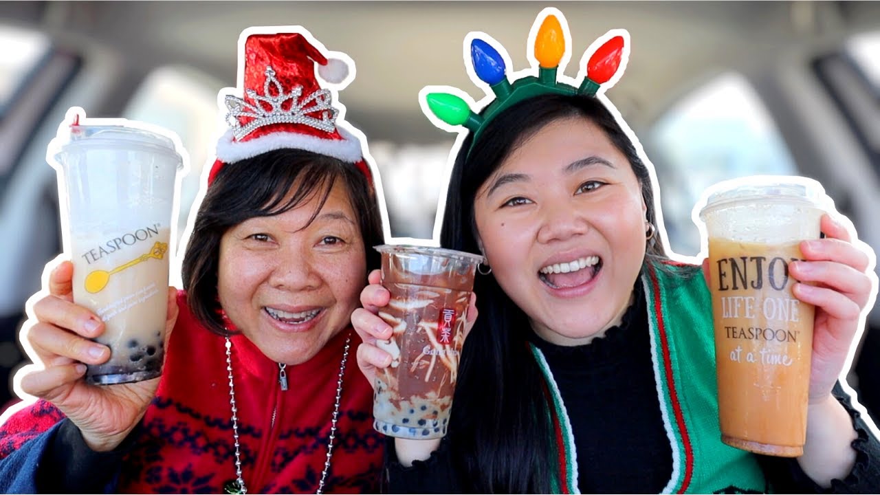 Trying Holiday / Christmas BOBA DRINKS with MOM! *wholesome vibes*