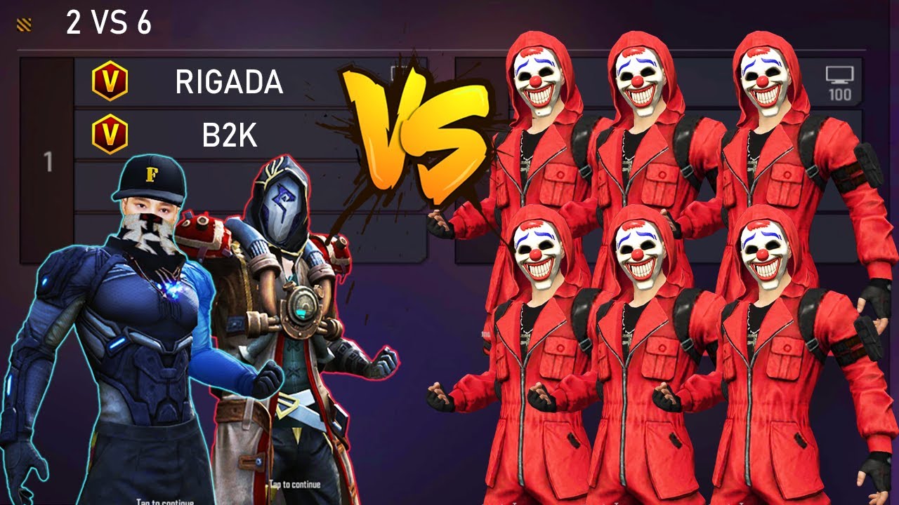 B2K BORN2KILL RIGADA VS 6 PRO RED CRIMINAL PLAYERS | 2VS6 AWM GOD & RIGADA VS 6 CRIMINALS
