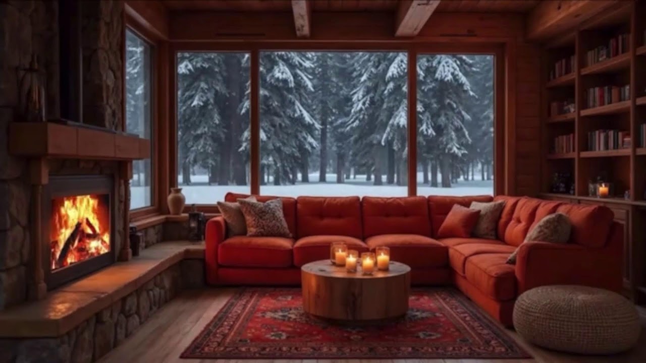 LIVE Living Room Fire crackling Sounds To Fall Asleep Instantly | Study with me | 12 hours live