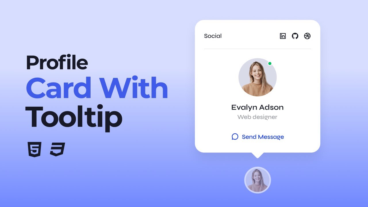 Profile Card With Tooltip Using HTML And CSS
