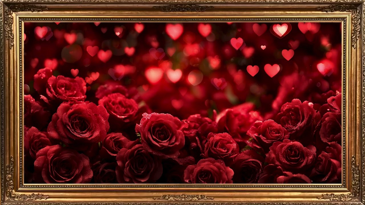 Valentine’s Day Romantic Rose Frame 💖 Elegant Floral Art | Free 4K TV Screensaver