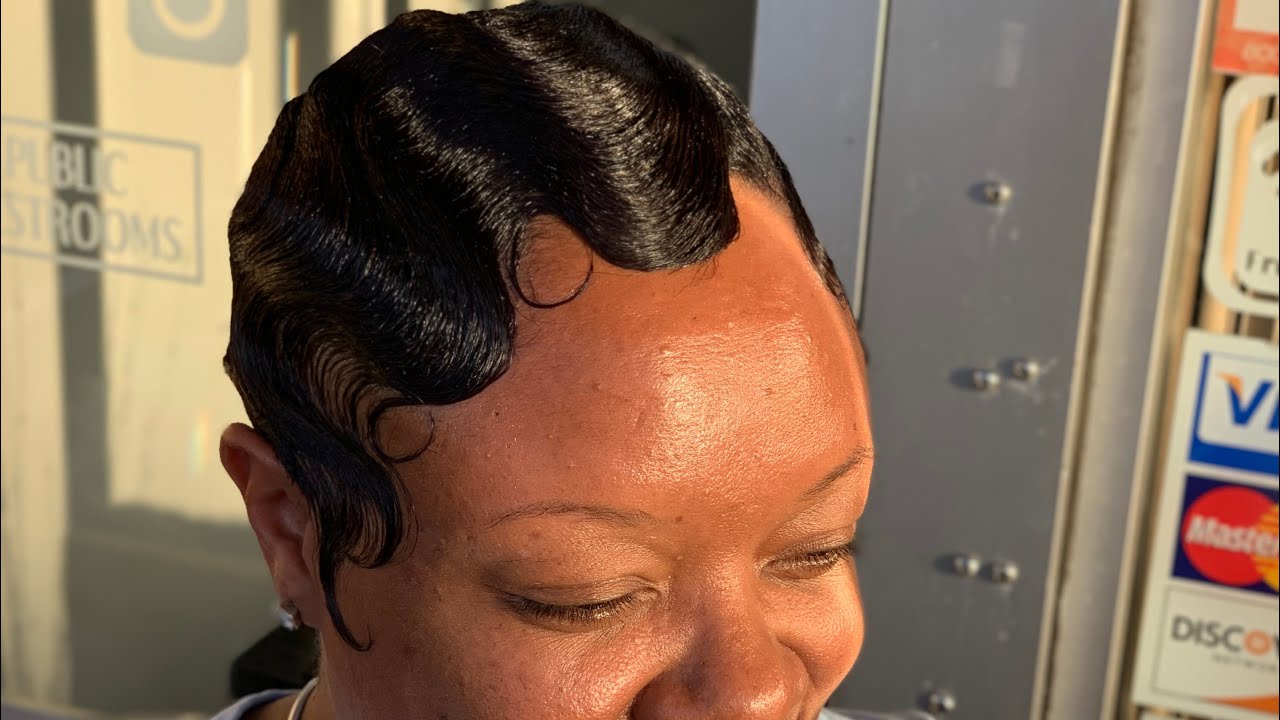 Finger waves on freshly relaxed hair