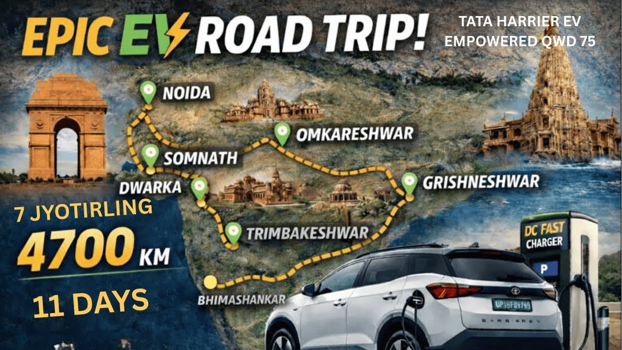 Charging cost for a 4700km EV ROAD TRIP? | Tata Harrier EV QWD | 7 Jyotirling Yatra