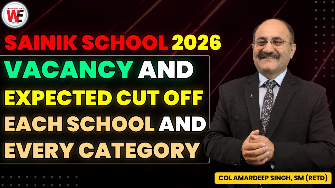 Sainik School Cut off and Vacancy 2026 of Each Sainik School Category | Class 6 and Class 9