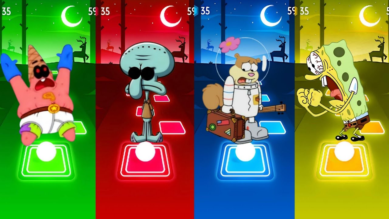 ⚡️ Epic Tiles Hop 4 Color BattleSpongeBob EXE vs Patrick EXE vs Sandy cheeks EXEvs Mr Krabs EXE