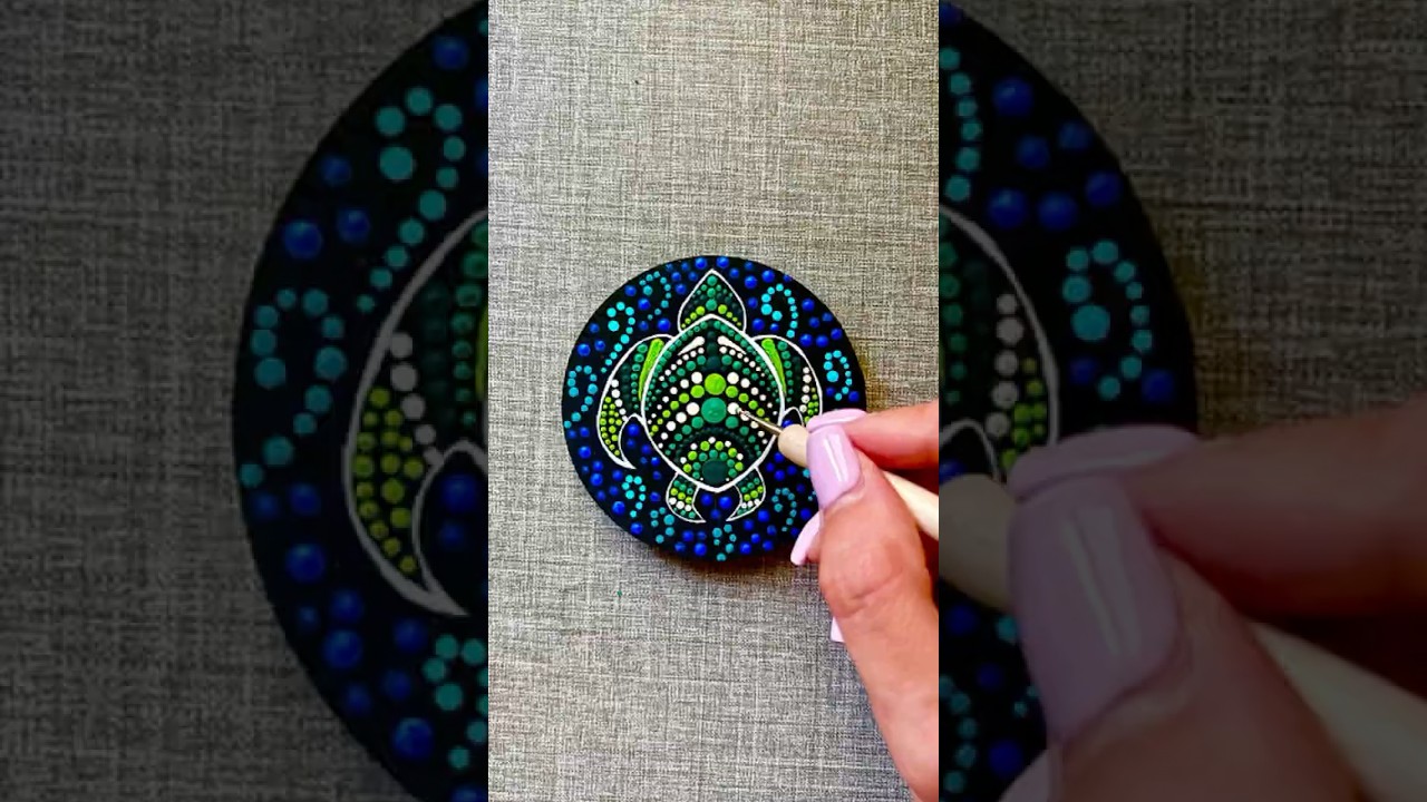 Viral Green Dot Art Turtle 🐢 | Trending Aesthetic Mandala Painting💚✨