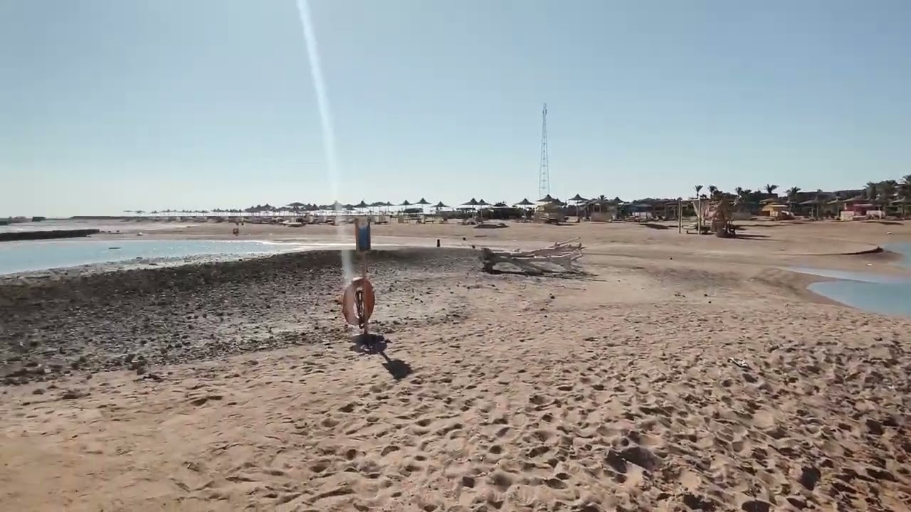 ОБЗОР ПЛЯЖА ОТЕЛЯ LONG BEACH RESORT HURGADA🌱УТРО. ОТЛИВ. ИЮНЬ 2025