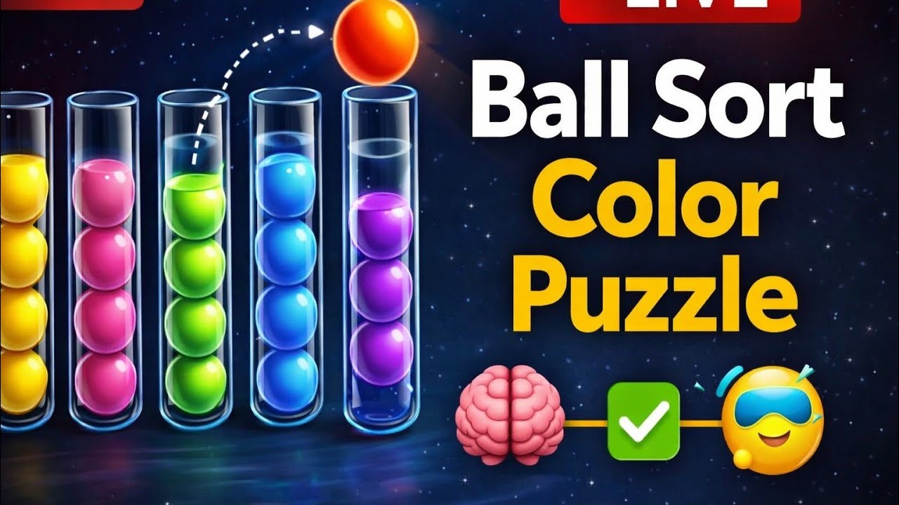 🔴 LIVE Ball Sort Color Puzzle | Relaxing Casual Gameplay 🎨🧠