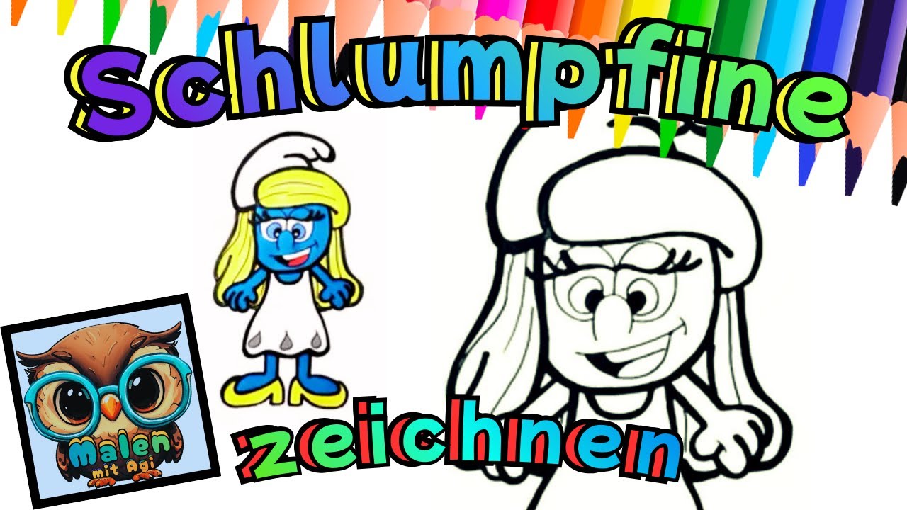 Wie malt man Schlumpfine ❄️  einfach zeichnen für Kinder