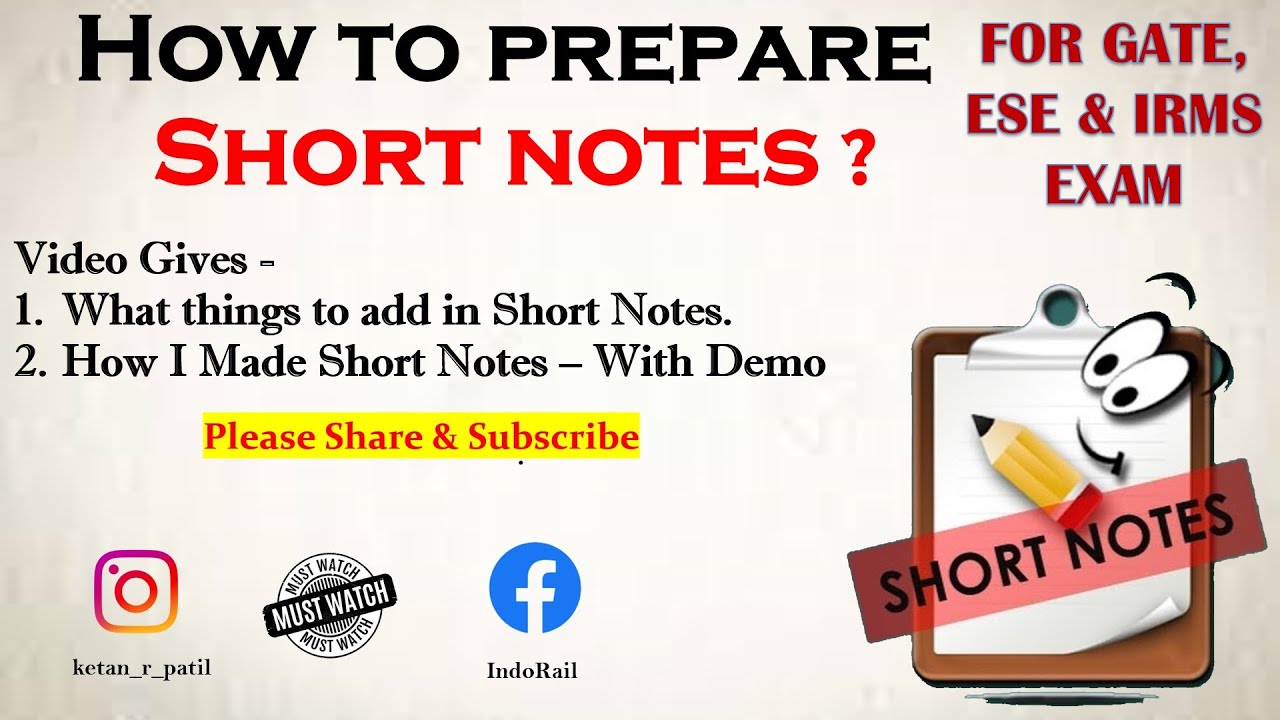 How To Prepare Short Notes ? | For ESE & GATE | Improve Performance | Indorail