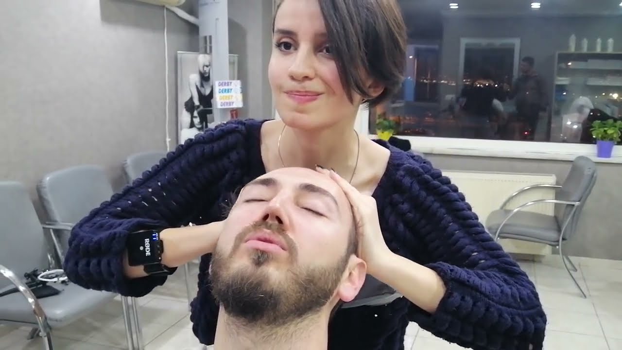 ASMR Lady Barber Giving A very Relaxing Massage with a Beautiful Smile | Lady Barber ASMR