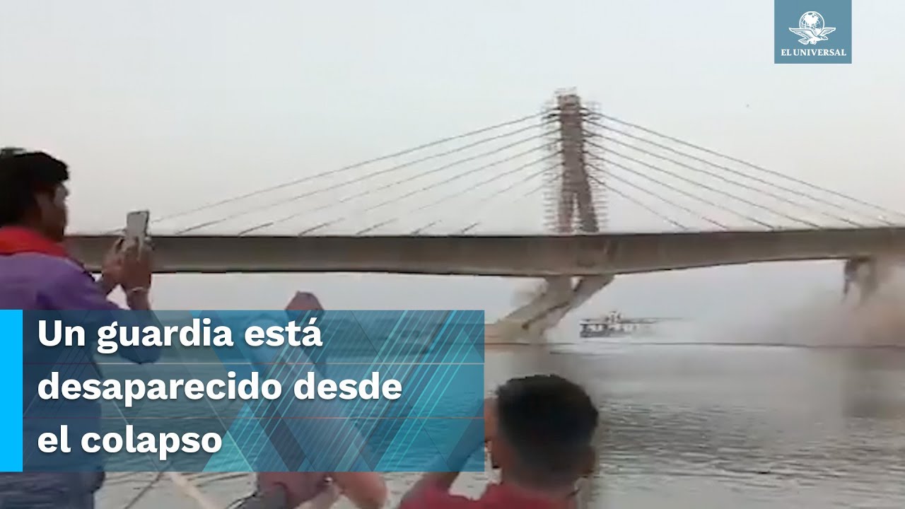 Captan impactante colapso de puente en construcción sobre río en la India