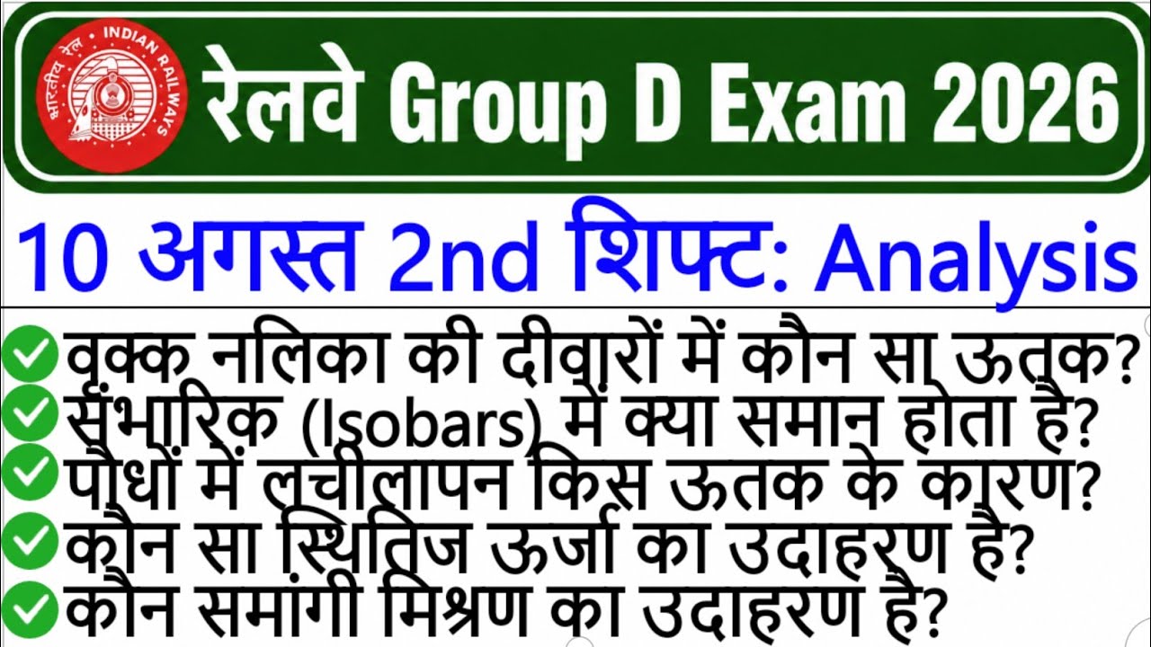 RRB Group D Analysis 2026 | RRB Group D 10 August 2nd Shift Analysis | Group D Analysis Today