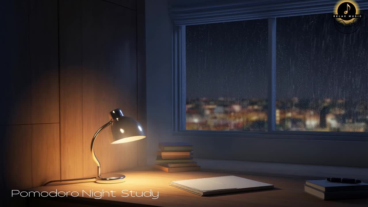 Pomodoro Night Study 🌧️ Rain Sounds & Lofi for Deep Focus 2 Hours