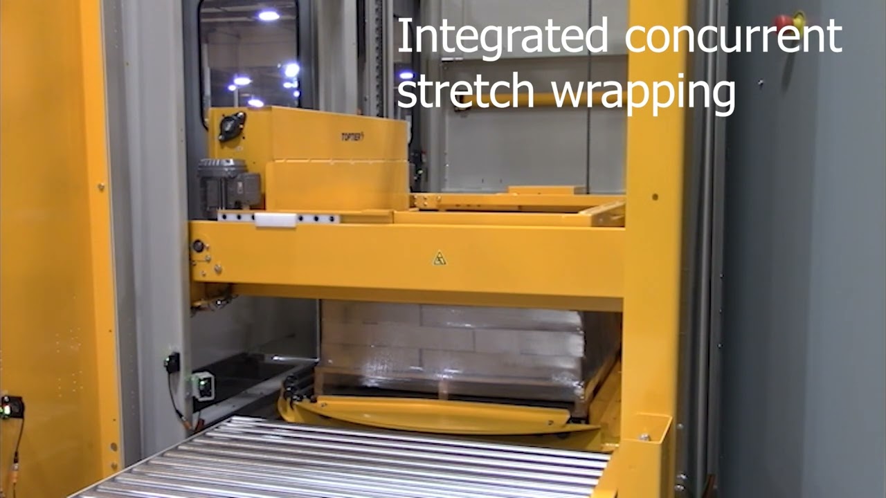 TopTier TTL20 low infeed palletizer with integrated concurrent stretch wrapping