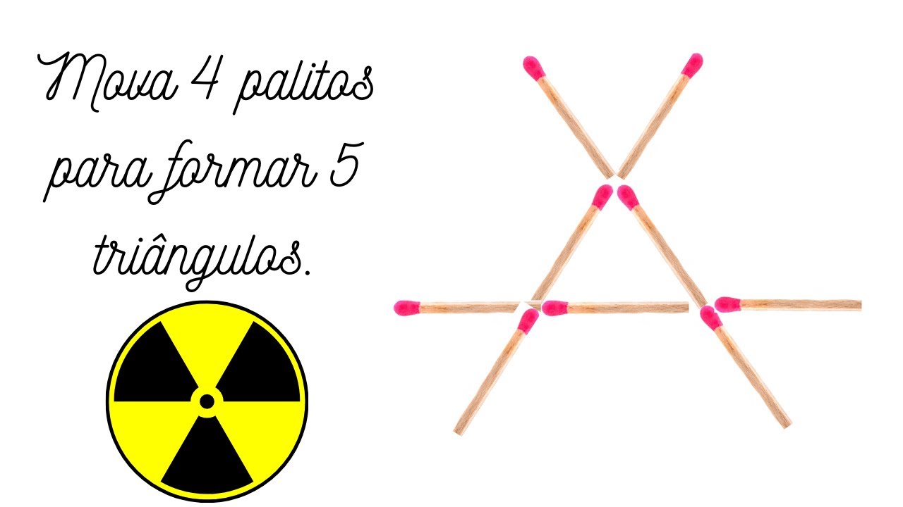 ☢ Entenda como fazer desafio de mover 4 palitos para formar 5 triângulos | Raciocínio Lógico