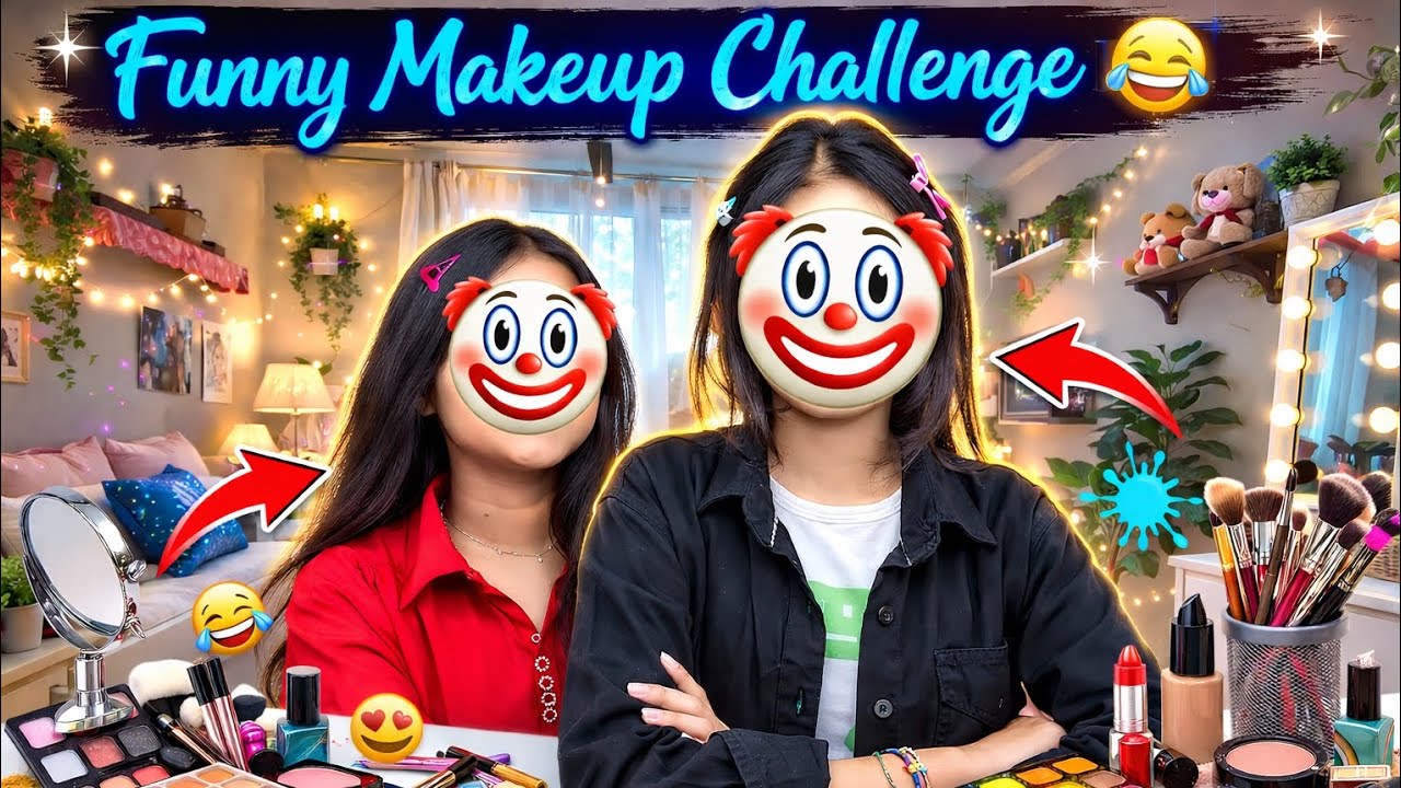 Funny makeup challenge with sister 😂#funny #video #contentcreator 