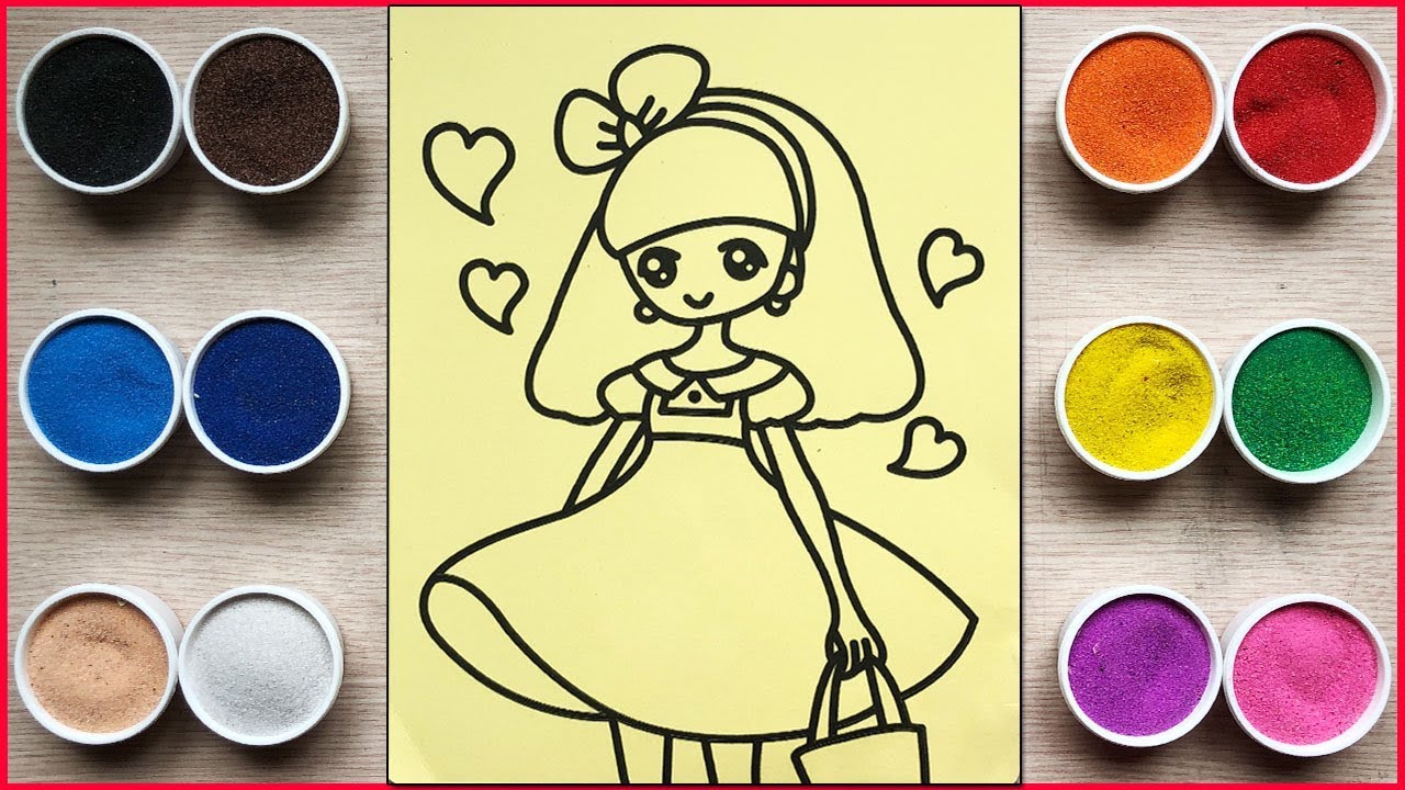 TÔ MÀU TRANH CÁT CÔNG CHÚA MỘNG MƠ - Colored sand painting princess (Chim Xinh)