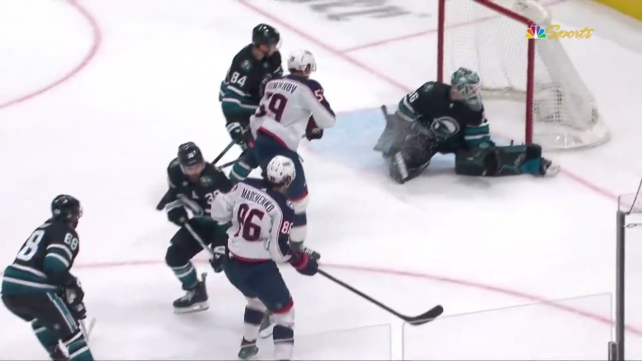 Kirill Marchenko scores vs Sharks from Chinakhov's pass (17 feb 2024)