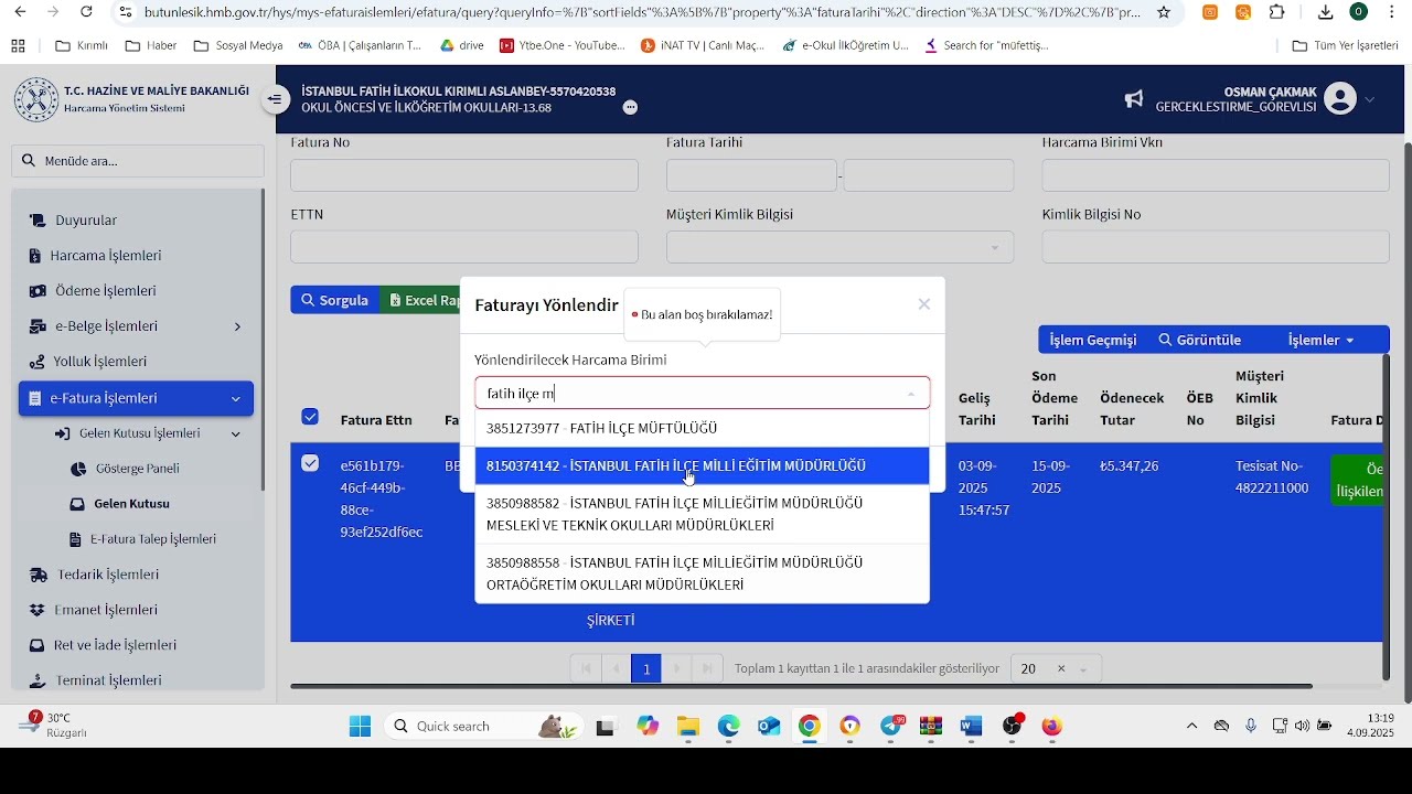 XML dosyası yükleyerek Okul Elektrik Faturası Nasıl Ödenir / HYS MYS / Mebbis Ödenek İşlemleri