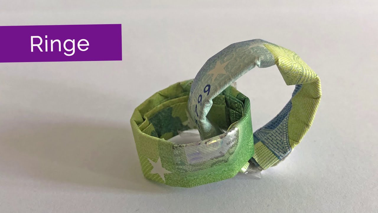 Geldscheinen falten Ring - DIY Geldgeschenke Hochzeit - Geld Ringe