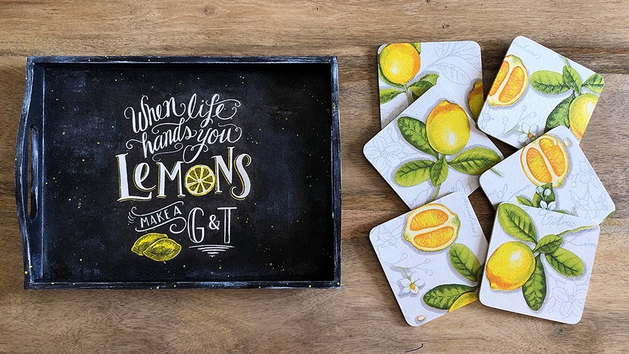 How to Decoupage with a Dark/Black Napkin (Decoupage on Tray and Coasters)