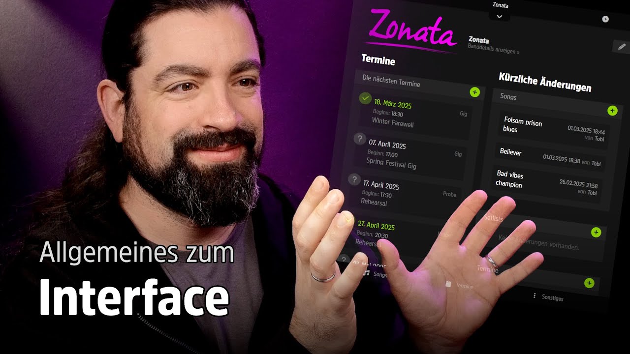 &Uuml;berblick &uuml;ber das BANDZONE Interface und allgemeine Funktionen