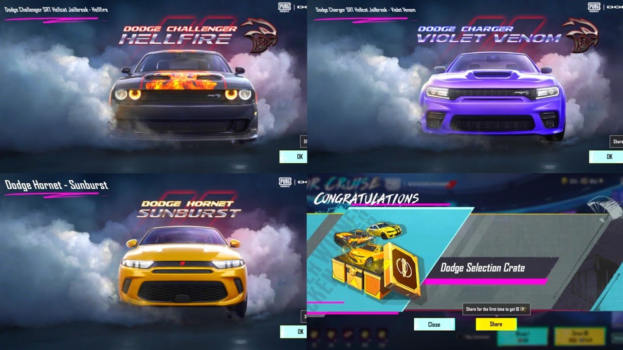 Dodge Car Crate Opening Pubg | Dodge Crate Opening Pubg | Motor Cruise Lucky Spin Crate Opening Pubg