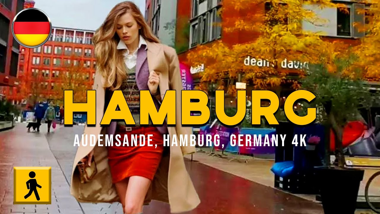 Walking Tour in Rainy Day | AudemSande, Hamburg, Germany 4K | ASMR Ambience, Virtual Walking