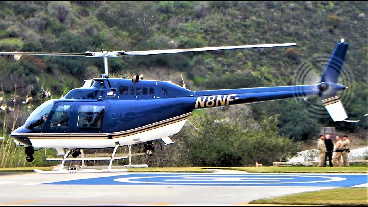 Police Bell 206 Start-Up, Takeoff & Landing Pasadena Police Department JetRanger Helicopter N8NF