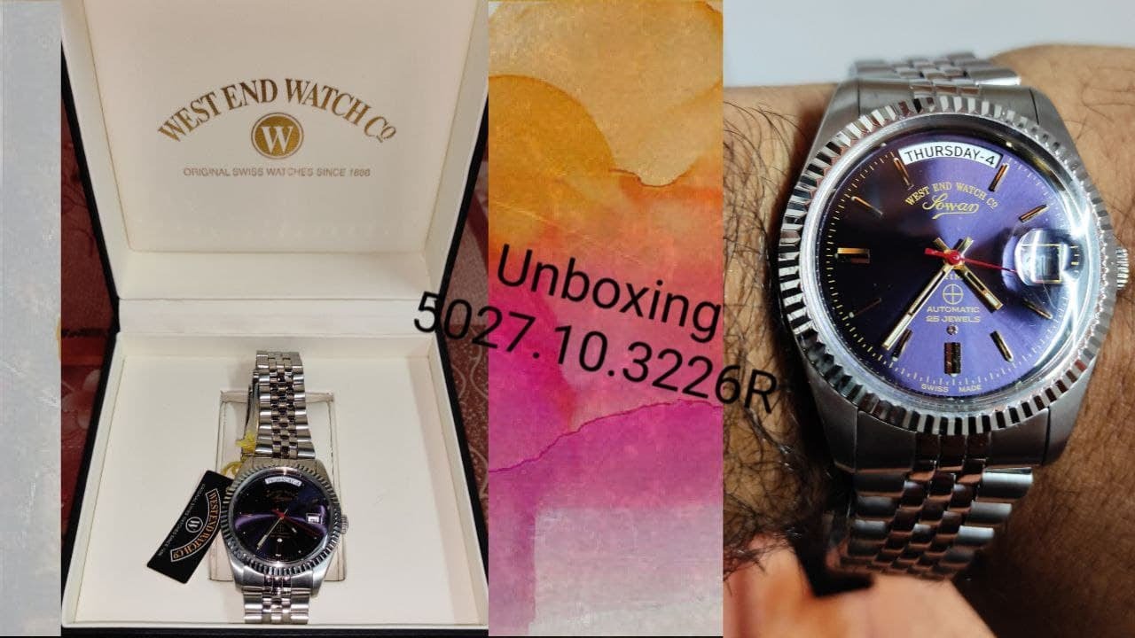 Unboxing of West End watch Co  5027 10 3226R Classic Automatic Sapphire Purple Dial 41mm