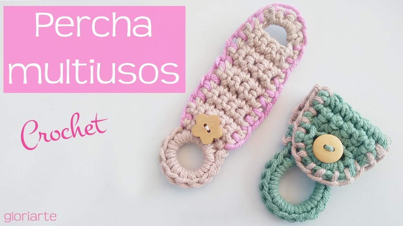 Percha multiusos de ganchillo. Multipurpose crochet hanger.