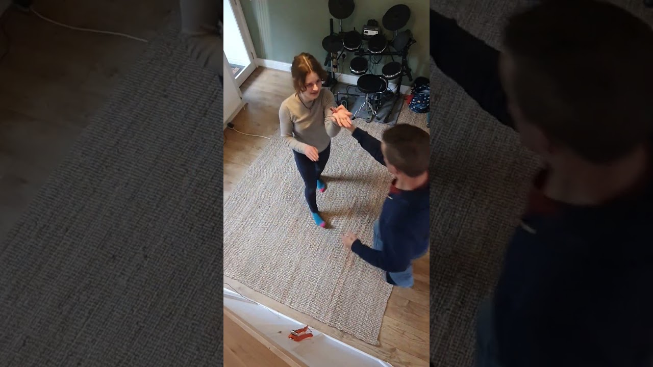 Dad and daughter living room aiki lab randori game - birdseye view - pt.2