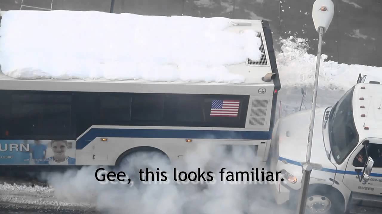 NYC MTA bus stuck in the snow