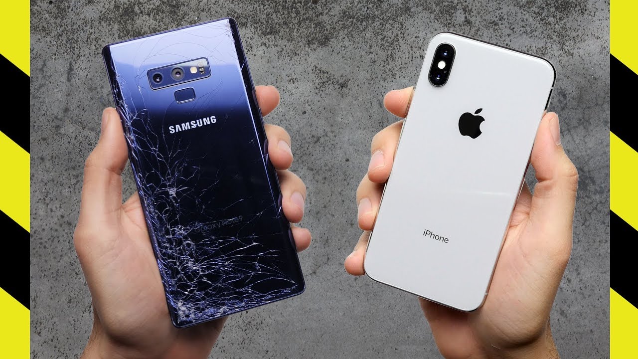 Тест на падение Galaxy Note 9 и iPhone X!
