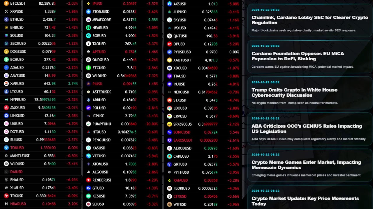 CRYPTO SCREENER LIVE  - 100 COINS