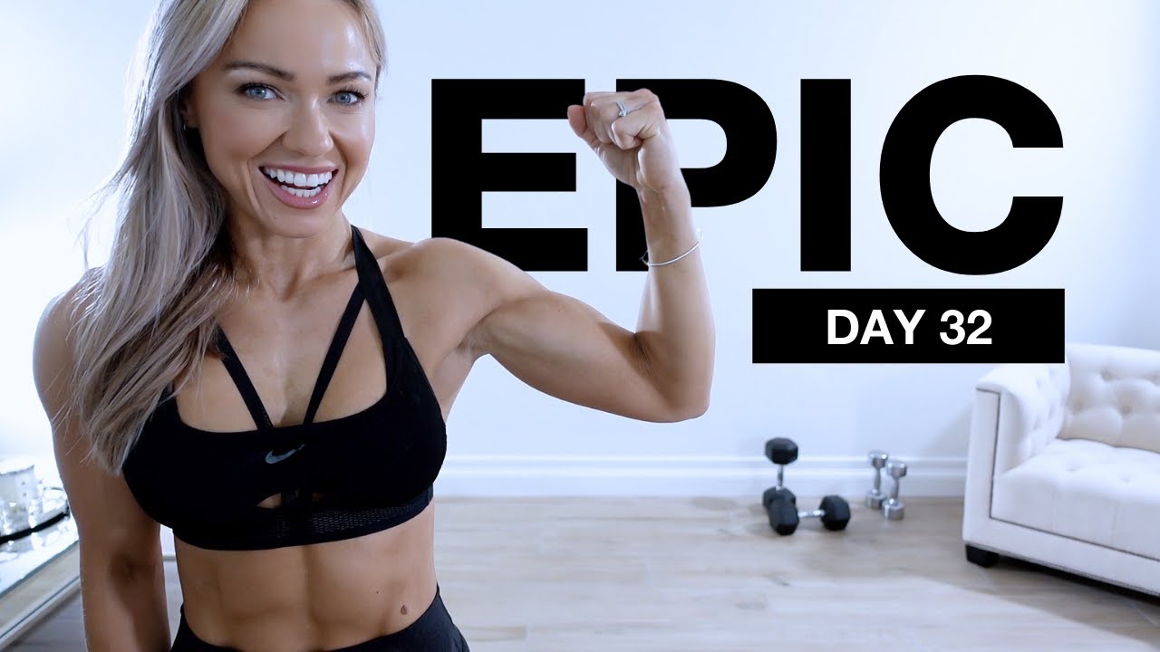 День 32 EPIC | Тренировка косых мышц живота и плеч с гантелями