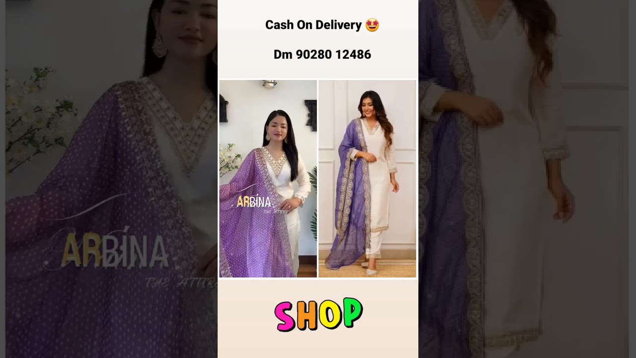 New Designer White Suit with Purple Laheriya Dupatta Set 💜 