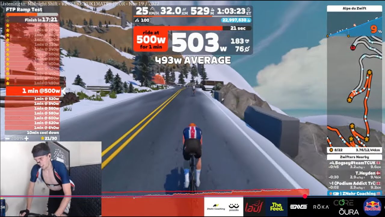 Zwift Ramp Test to 500w | LIVE (380w FTP)