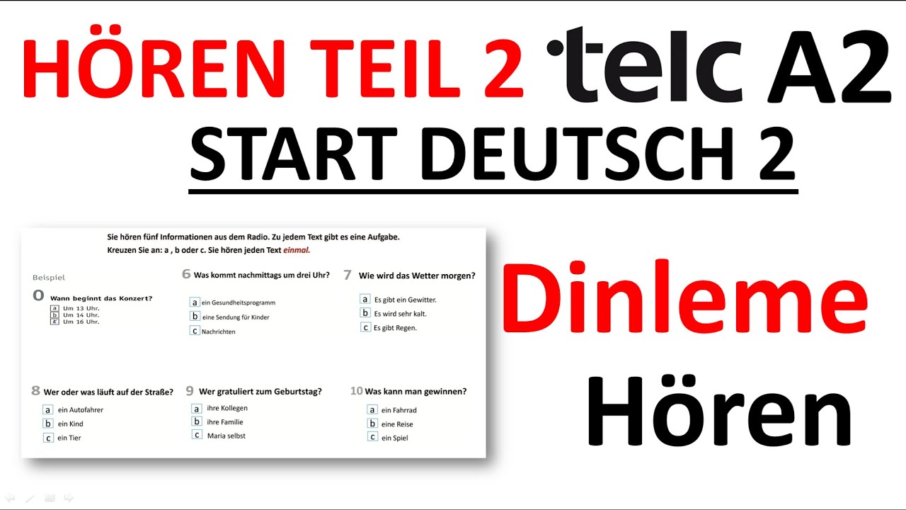 Listening German A2 Telc Exam Part 2-Hören Telc A2 Teil 2-HÖREN Telc A2 Hören Teil 2/Dinleme 2.Bölüm