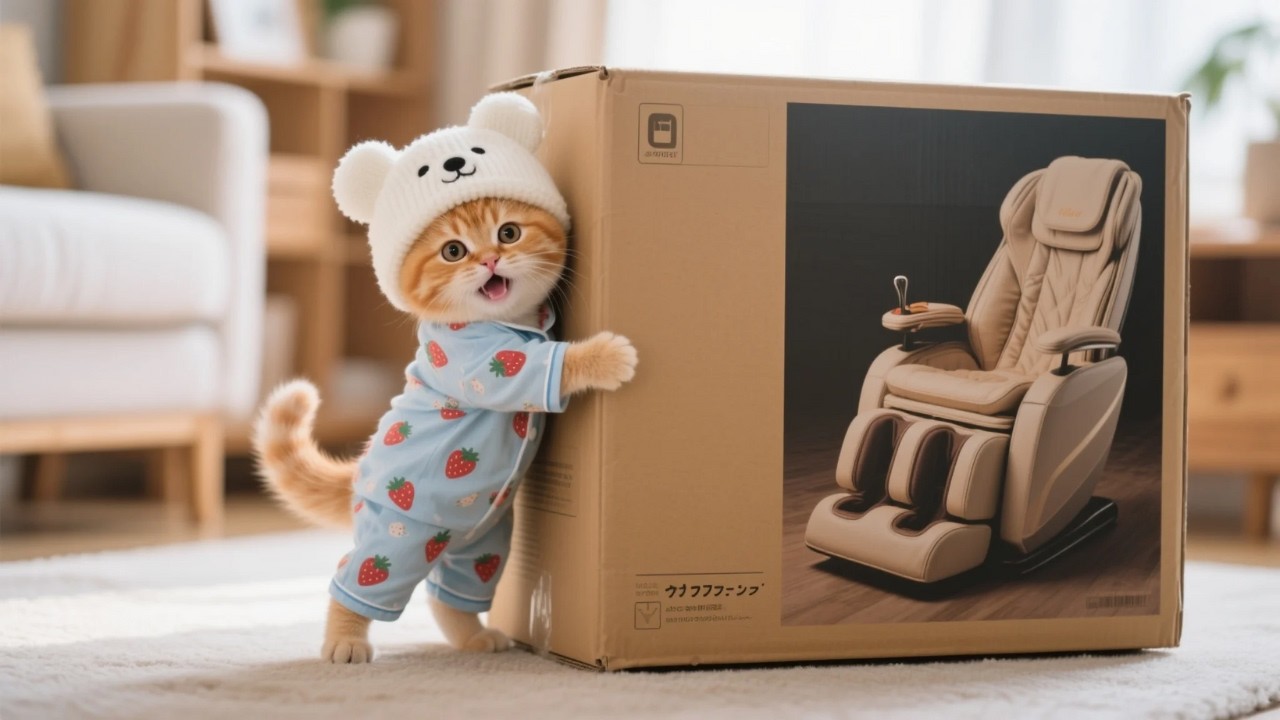 Overworked Mama Cat Suffers Back Pain — Ginger Kitten Surprises Her with a Massage Machine 💝🐾