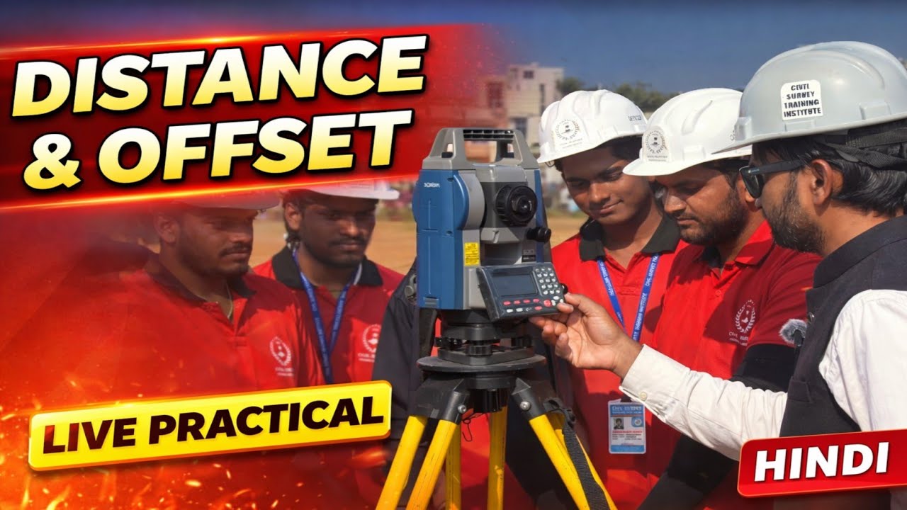 🔥 Distance & Offset in Total Station 🔥 | Sokkia Live Practical + Drawing | Hindi
