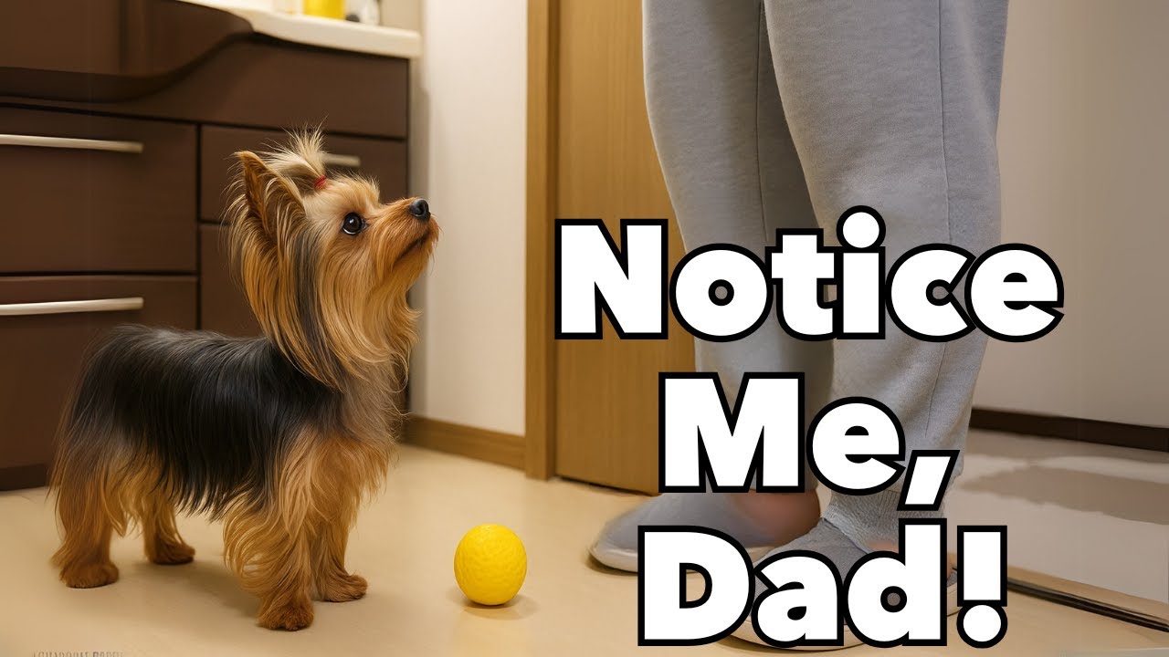 【Cute Yorkie Appeal】Lan Brings the Ball to Play While Dad Gets Ready