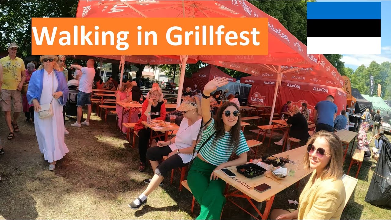 Walking in the Biggest Food Festival (Grillfest) in Pärnu, Estonia- 4K