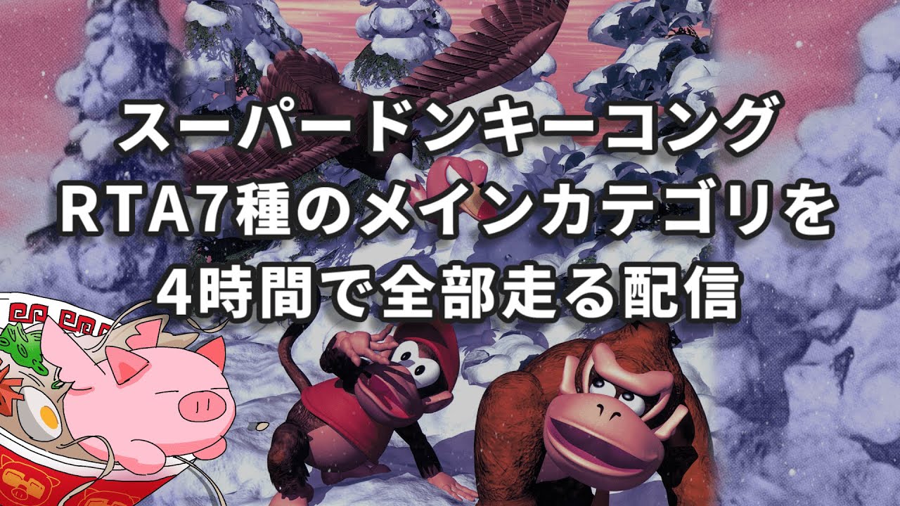スーパードンキーコング RTA7種のメインカテゴリを4時間で全部走る配信