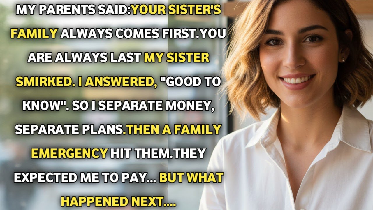 My Parents Said “Your Sister Comes First. You’re Always Last.” I Answered, “Good to Know.”