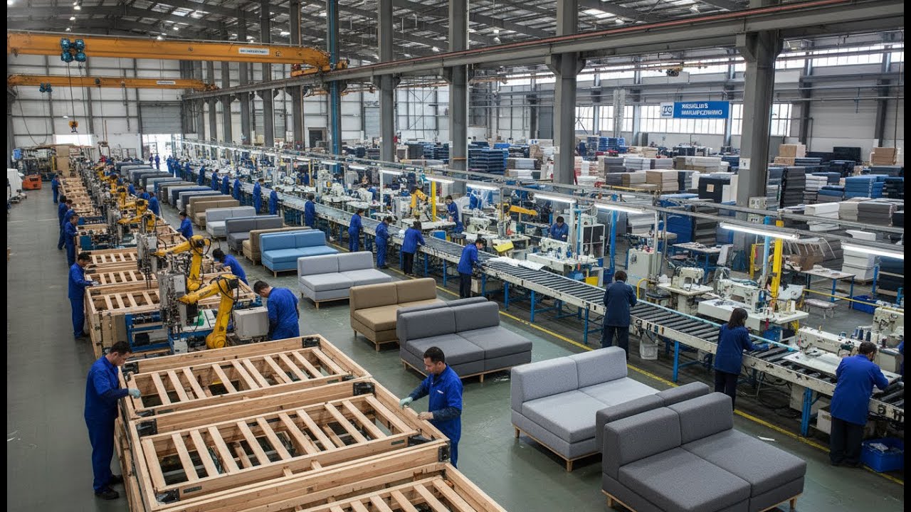 How Modular Sofas Are Made 🏭 Modern Sectional Sofa Production – Furniture Assembly Line