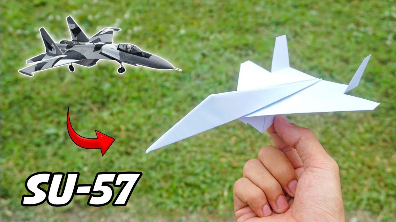 Оригами: делаем реактивный самолет СУ-57 из бумаги - вариант 2