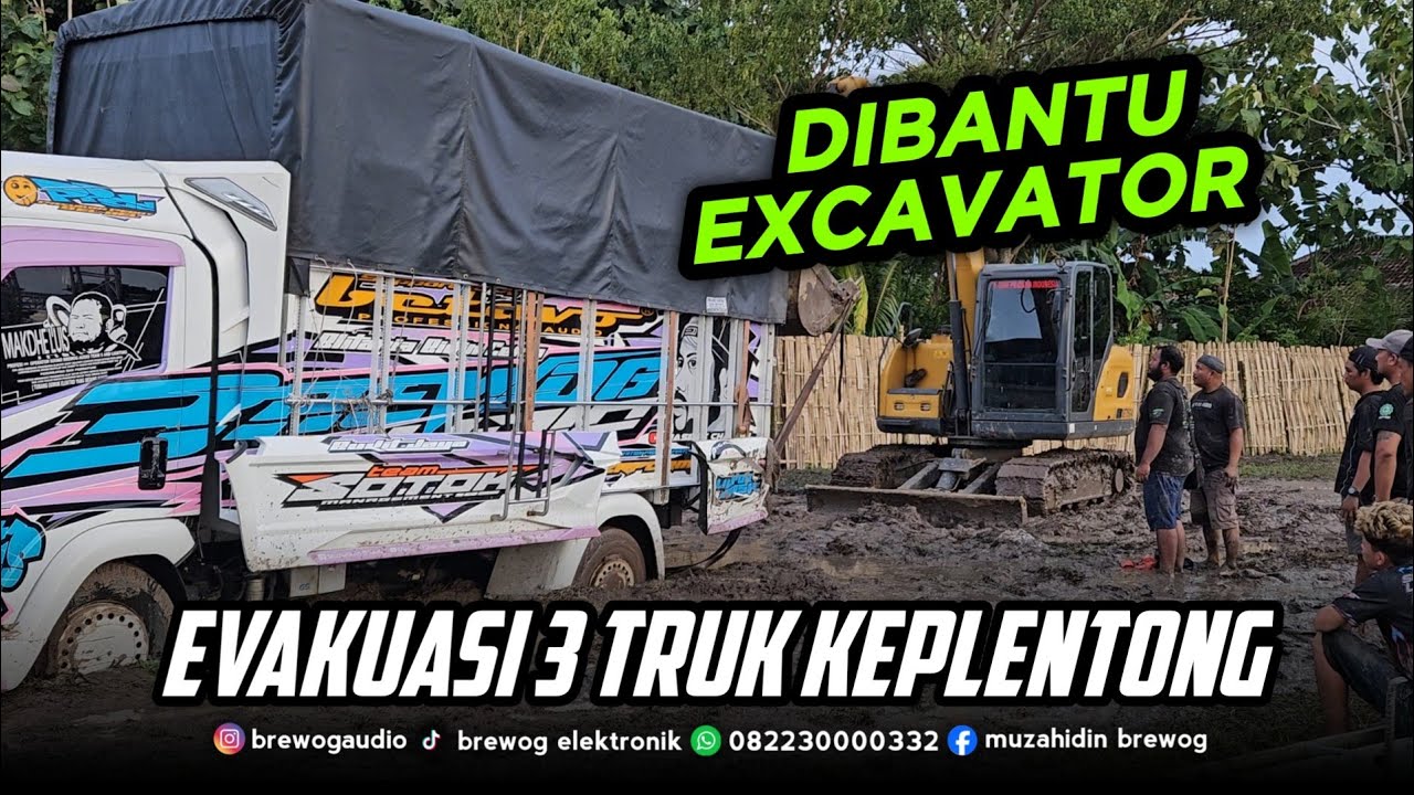 PERJUANGAN PARA CREW !! EVAKUASI 3 TRUK TIDAK BISA KELUAR LAPANGAN !! SAMPAI TURUNKAN ALAT BERAT
