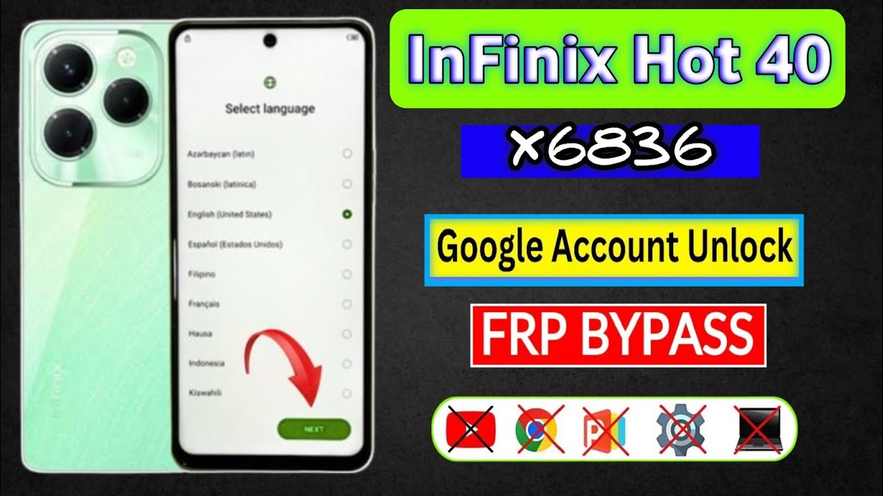 Infinix Hot 40 \ 40i Frp Bypass || Infinix 6836 Frp bypass Android 13